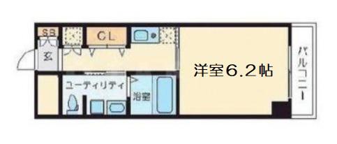 十三本町ウインズマンション2(1K/2階)の間取り写真
