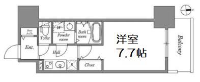 MELDIA CREST TAPP NAMBA ウエスト(1K/5階)の間取り写真