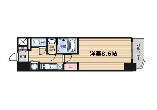 プレサンス本町エクストラ(1K/9階)の間取り写真