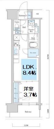 アーバネックス同心Ⅱ(1LDK/2階)の間取り写真