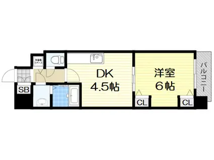 グランカリテ日本橋Ⅱ(1DK/12階)の間取り写真