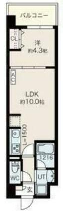 ルーエ桜川(1LDK/9階)の間取り写真