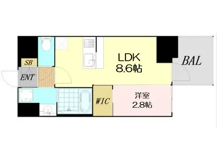 コンフォリアリヴ北浜平野町(1LDK/8階)の間取り写真