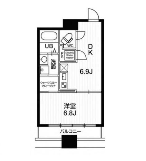 アーバンフラッツ瓦町(1DK/2階)の間取り写真