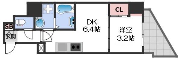 セレニテ難波ミラク参番館(1DK/12階)の間取り写真