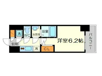 エスリード新大阪ヴェルデ(1K/12階)の間取り写真