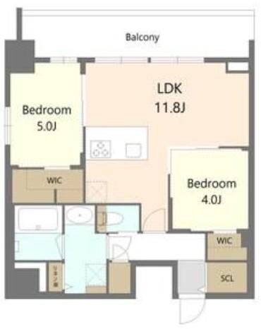 S-RESIDENCE松屋町ASENCE(2LDK/9階)の間取り写真