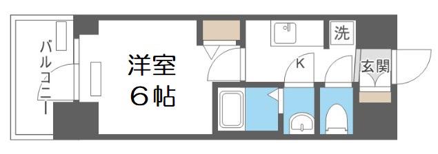 プレサンス松屋町ヴィゴラス(1K/8階)の間取り写真
