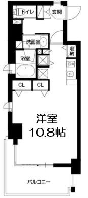 アーバネックス北浜(ワンルーム/11階)の間取り写真