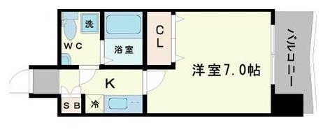AFFLUENCE難波(1K/4階)の間取り写真