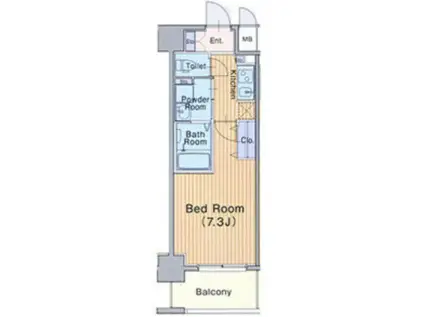 ミュプレ北浜(1K/2階)の間取り写真