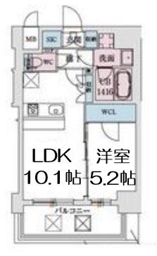 スプランディッド弁天町DUE(1LDK/7階)の間取り写真