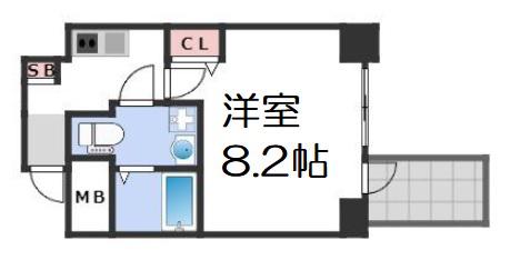 エグゼ難波南Ⅵ(1K/9階)の間取り写真