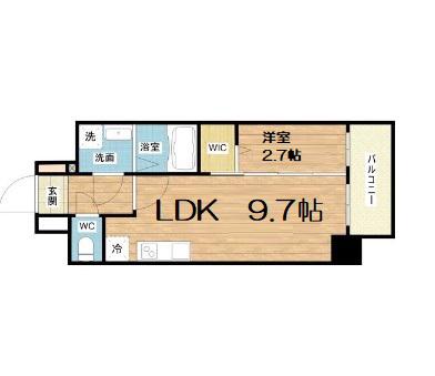 アプリーレ西本町(1LDK/4階)の間取り写真