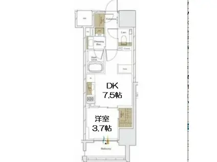 ザ・パークハビオ谷町六丁目クロス(1DK/9階)の間取り写真