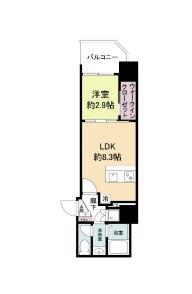 セレニテ難波ミラク参番館(1LDK/5階)の間取り写真