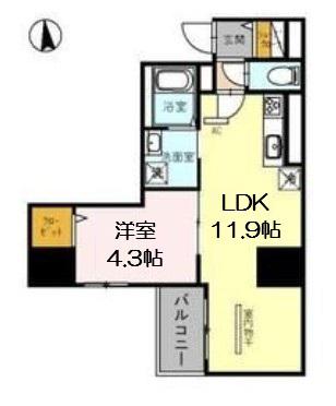 GRANPINO内淡路(1LDK/11階)の間取り写真
