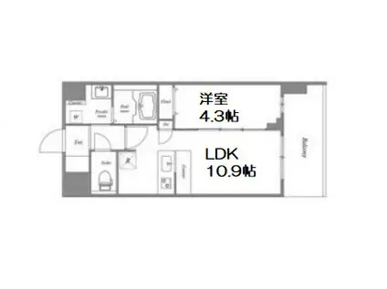 スプランディッド難波キャトル(1LDK/12階)の間取り写真