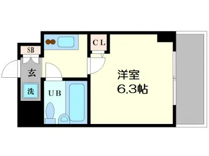 フォーリアライズ難波南ファーロ(1K/6階)の間取り写真