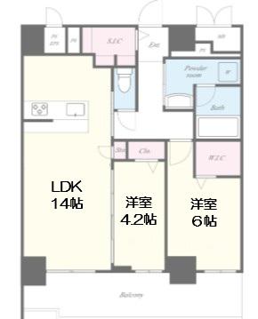 ルクスエテルナ江戸堀(2LDK/4階)の間取り写真