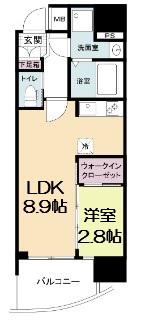 セレニテ福島アリア(1LDK/3階)の間取り写真