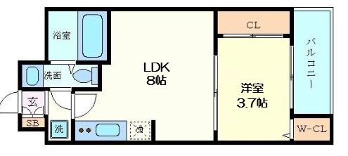 SERENITE北浜(1LDK/14階)の間取り写真