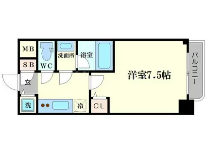 リッツ難波南Ⅱ(1K/3階)の間取り写真