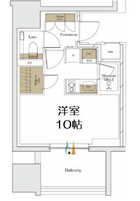 ザ・パークハビオ谷町六丁目クロス(ワンルーム/8階)の間取り写真