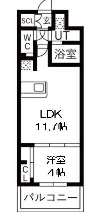 ミラージュパレス本町DEPART(1LDK/8階)の間取り写真