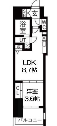 ミラージュパレス本町DEPART(1LDK/7階)の間取り写真