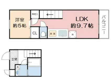 フジパレス谷町A棟(1LDK/2階)の間取り写真