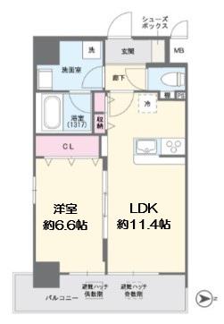 FUKU島之内(1LDK/2階)の間取り写真