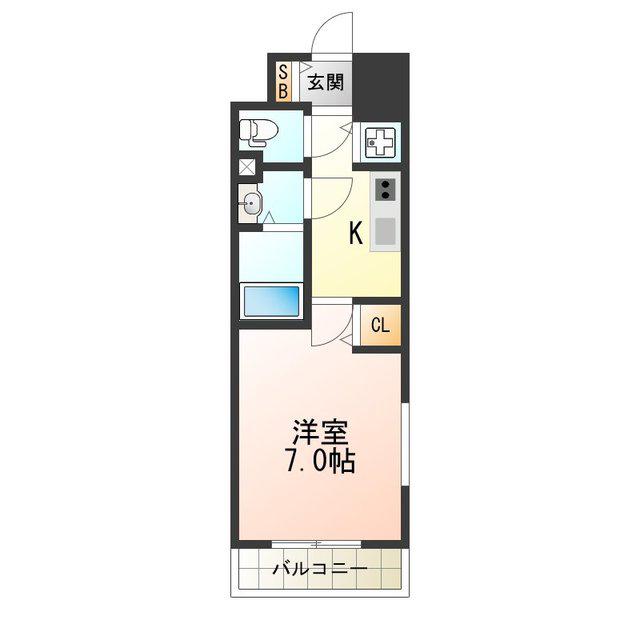 セイワパレス玉造上町台(1K/5階)の間取り写真