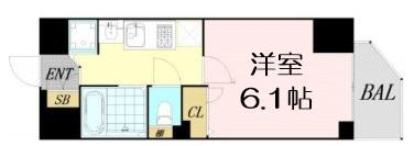 プレサンス中之島グラシア(1K/3階)の間取り写真