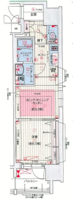 プレサンス心斎橋ニスト(1LDK/14階)の間取り写真