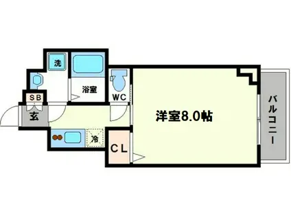 S-RESIDENCE谷町五丁目(1K/7階)の間取り写真