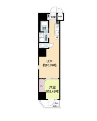 URBAN PARK難波南(1LDK/12階)の間取り写真