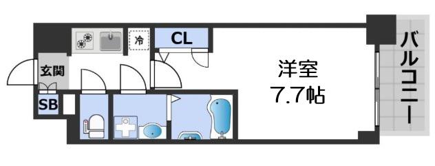 S-RESIDENCE難波大国町DOMINA(1K/3階)の間取り写真