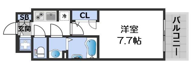 S-RESIDENCE難波大国町DOMINA(1K/8階)の間取り写真