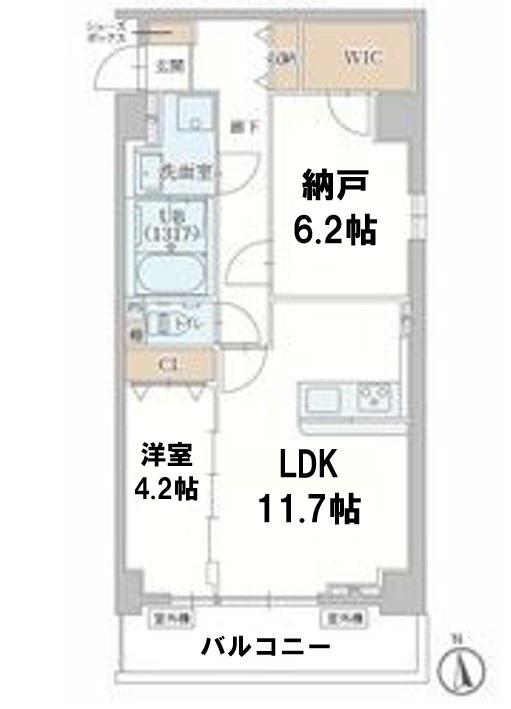 ル・モベイ天神橋(1SLDK/4階)の間取り写真