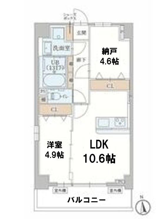 ル・モベイ天神橋(1SLDK/3階)の間取り写真