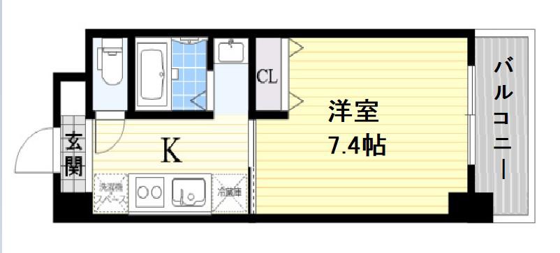 KDXレジデンス難波(1K/2階)の間取り写真