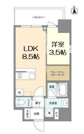 リヴェント難波ウエスト(1LDK/9階)の間取り写真