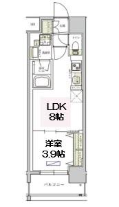 アーバネックス東梅田(1LDK/4階)の間取り写真