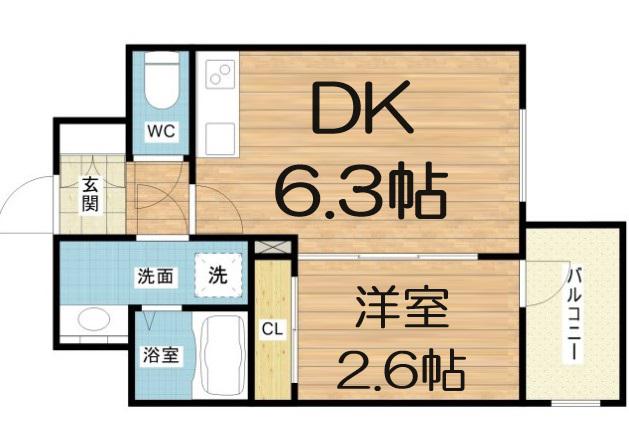 エスグランデ難波グランツ(1DK/7階)の間取り写真