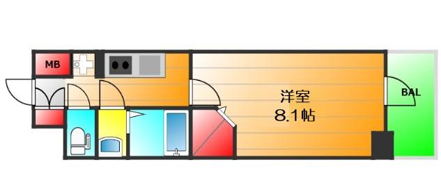 ALIVISドーム前(1K/3階)の間取り写真