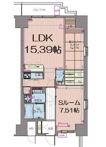 プレジオ本町(1LDK/3階)の間取り写真