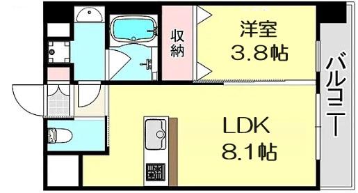 エスタート御幣島(1LDK/3階)の間取り写真