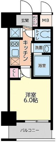 LIVECASA本町(1K/3階)の間取り写真