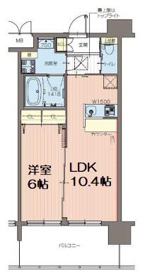 DIMUS福島(1LDK/2階)の間取り写真